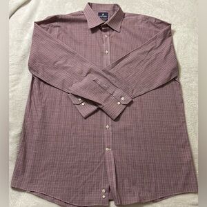 Stafford Men's Burgundy Checkered Dress Shirt
